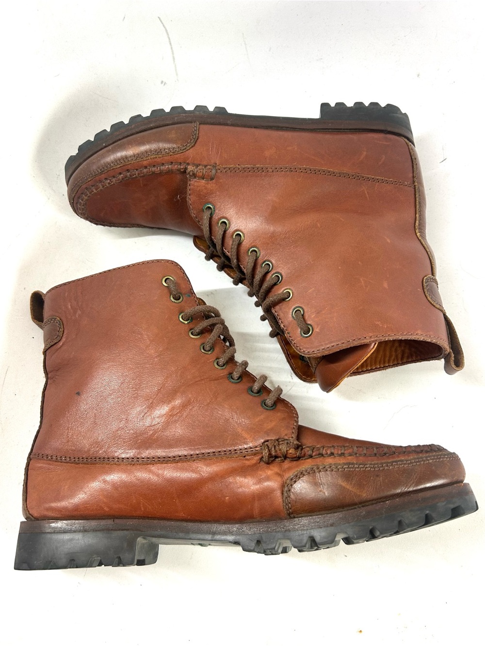 Cole Haan Country Vintage 80/90s Classic Brown Leather Moc Toe Women Boots 8 N - Picture 7 of 10